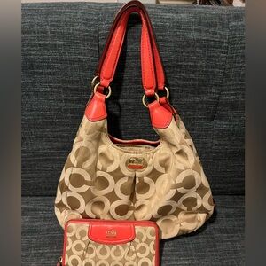 Coach Madison Maggie 21125 Op Art Signature Jacquard Shoulder Bag Purse Wallet